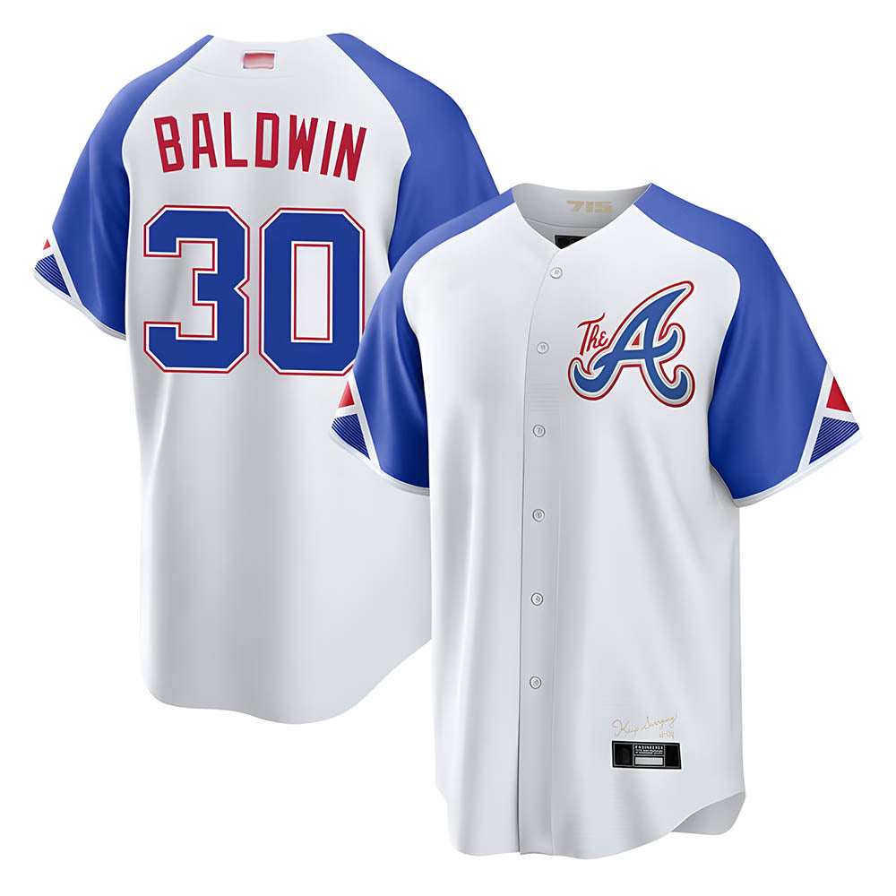 tocy A.Braves #30 Drake Baldwin player White City Connect Stitched Jerseys