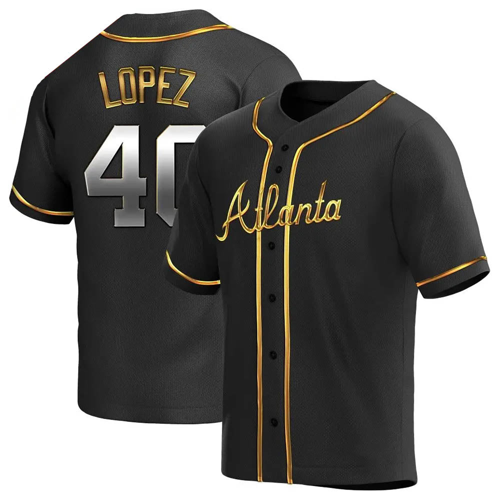 tocy A.Braves #40 Reynaldo Lopez player Black & Gold Replica en Alternate Stitched Jerseys