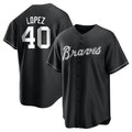 tocy A.Braves #40 Reynaldo Lopez player Black&White Replica Stitched Jerseys