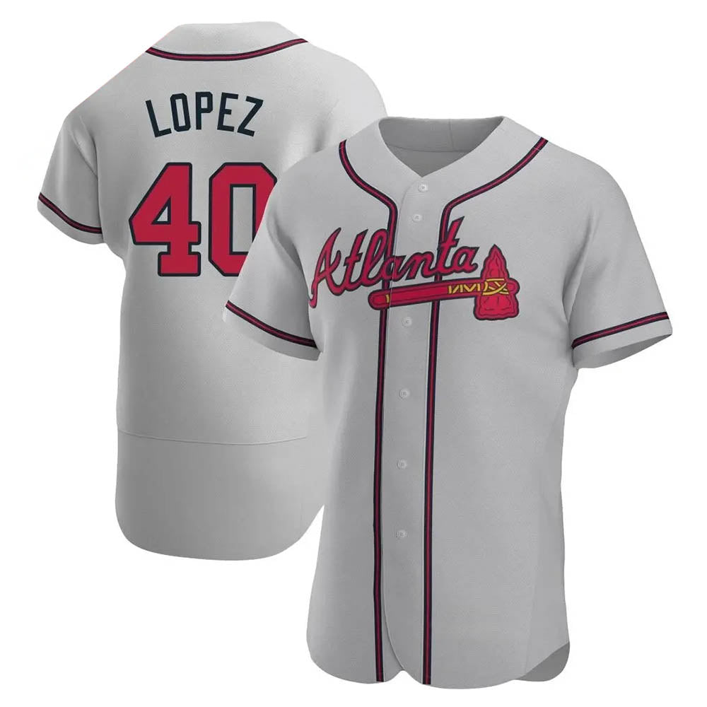 tocy A.Braves #40 Reynaldo Lopez player Gray Authentic Road Stitched Jerseys