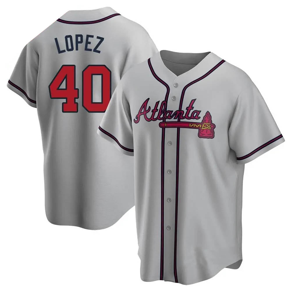 tocy A.Braves #40 Reynaldo Lopez player Gray Replica Road Stitched Jerseys