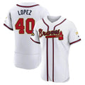 tocy A.Braves #40 Reynaldo Lopez player White&Gold Authentic Program Stitched Jerseys