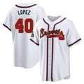 tocy A.Braves #40 Reynaldo Lopez player White&Gold Replica Program Stitched Jerseys