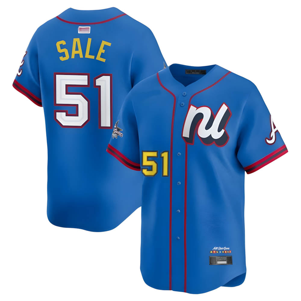 tocy A.Braves #51 Chris Sale Player Blue National League Limited Stitched Jerseys