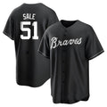 tocy A.Braves #51 Chris Sale Player White&Black Replica Stitched Jerseys