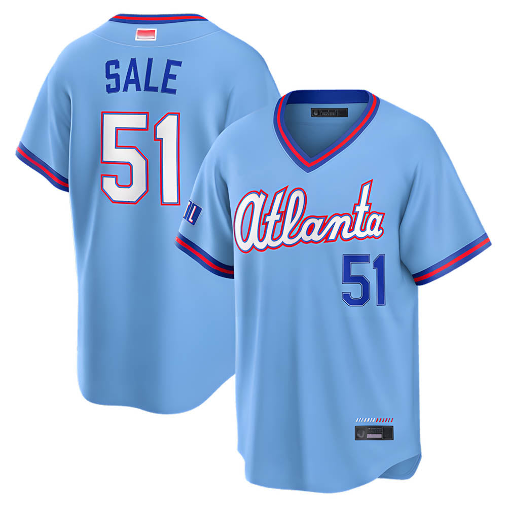 tocy A.Braves #51 Chris Sale Player Powder Blue 2026 City Connect T shirt Stitched Jerseys