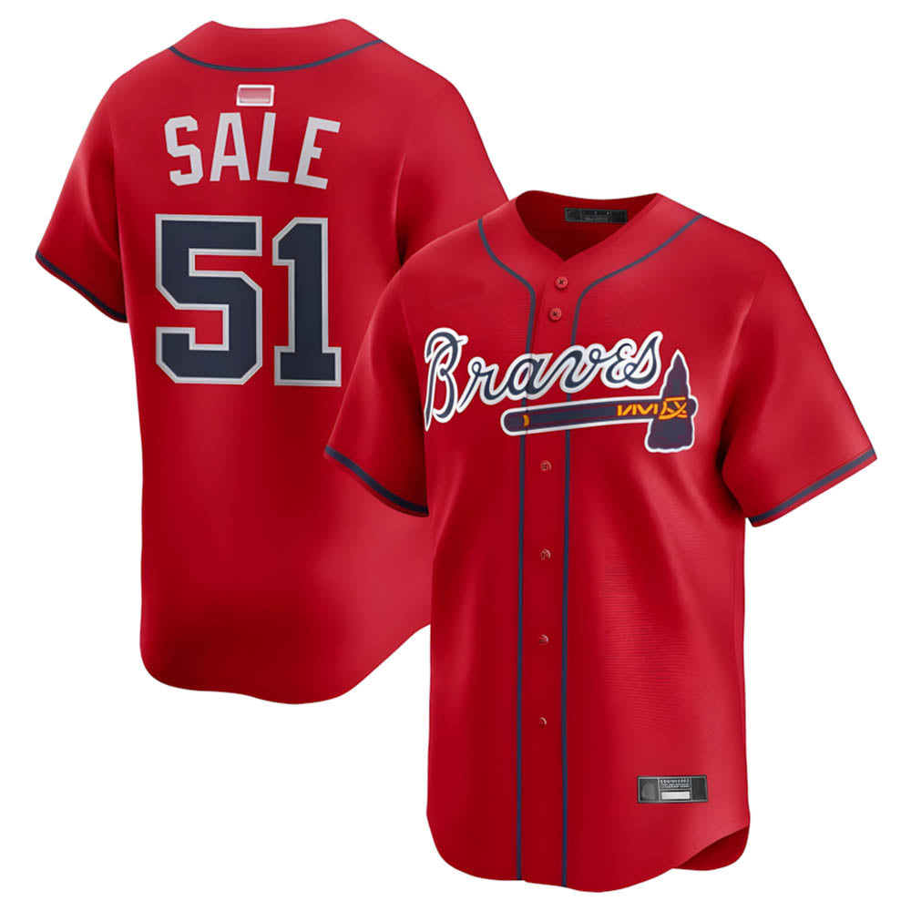 tocy A.Braves #51 Chris Sale Player Red Alternate Limited Stitched Jerseys