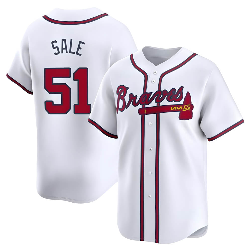 tocy A.Braves #51 Chris Sale Player White Limited Home Stitched Jerseys