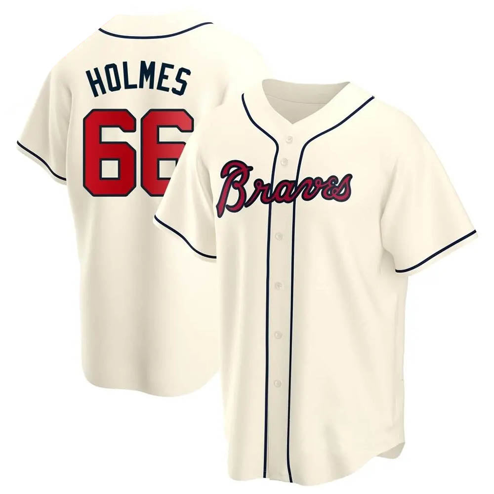 tocy A.Braves #66 Grant Holmes Player Cream Replica Alternate Stitched Jerseys