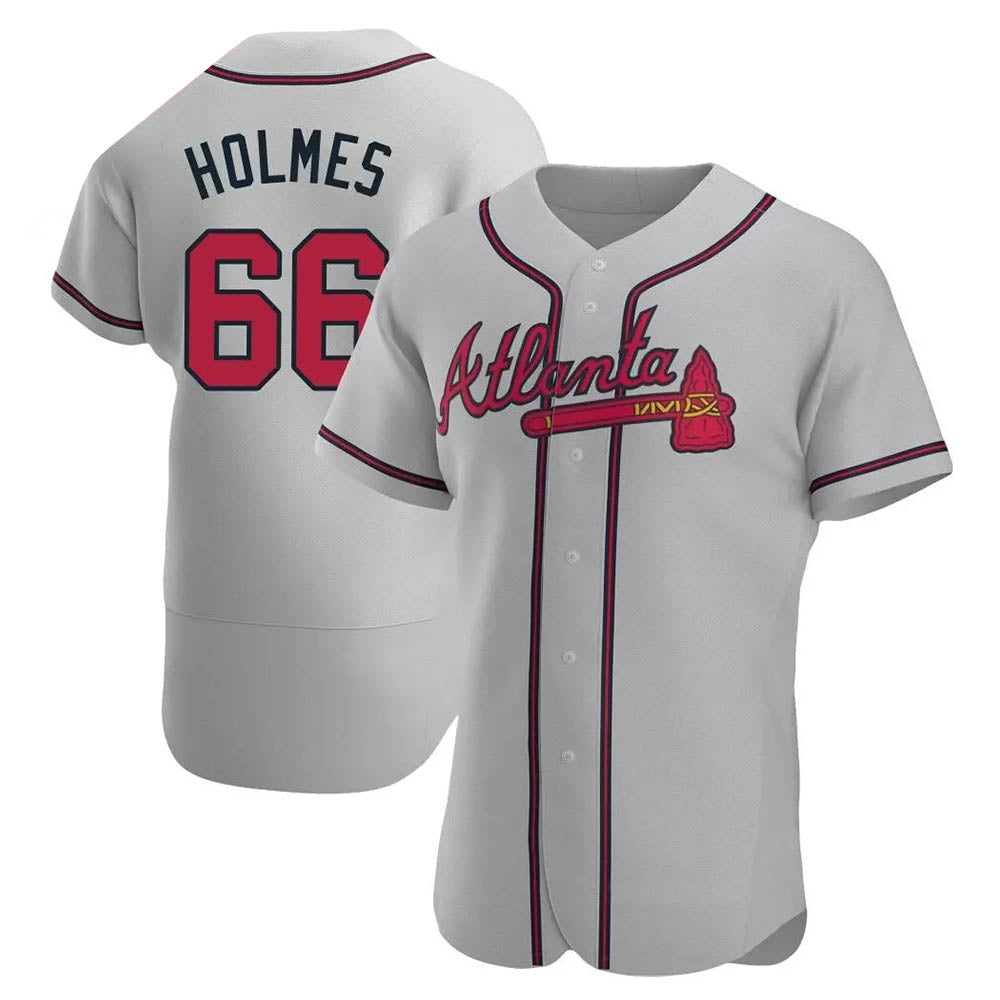 tocy A.Braves #66 Grant Holmes Player Gray Authentic Road Stitched Jerseys