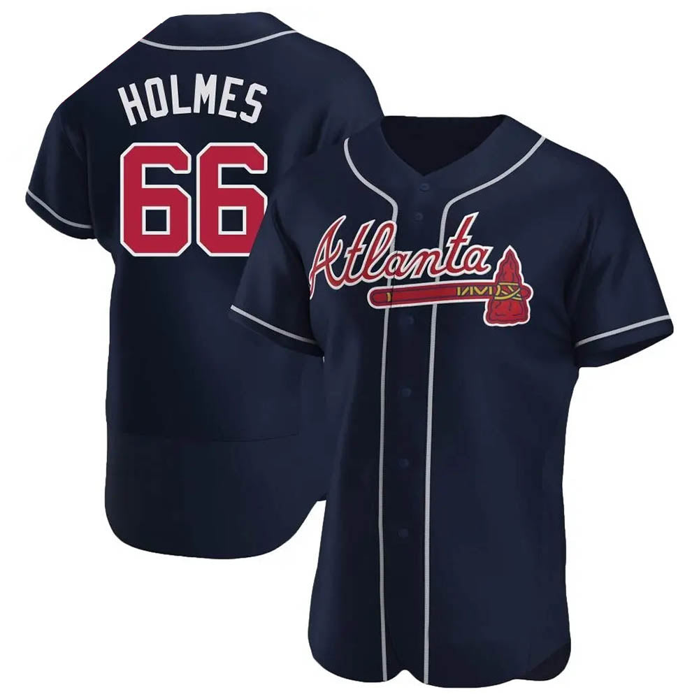 tocy A.Braves #66 Grant Holmes Player Navy Authentic Alternate Stitched Jerseys