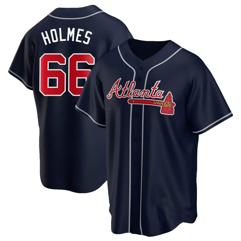 tocy A.Braves #66 Grant Holmes Player Navy Replica Alternate Stitched Jerseys