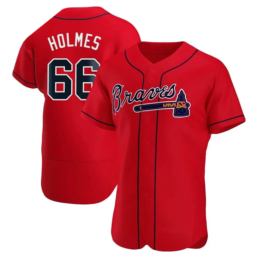 tocy A.Braves #66 Grant Holmes Player Red Authentic Alternate Stitched Jerseys