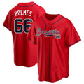 tocy A.Braves #66 Grant Holmes Player Red Replica Alternate Stitched Jerseys