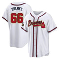 tocy A.Braves #66 Grant Holmes Player White&Gold Replica Program Stitched Jerseys