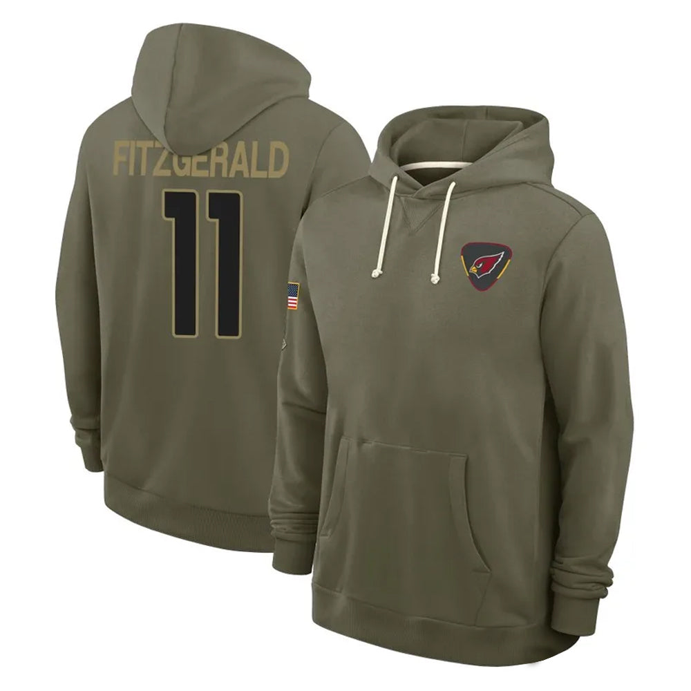 tocy A.Cardinals #11 Larry Fitzgerald Player Olive Salute to Service Hoodies Stitched Jerseys