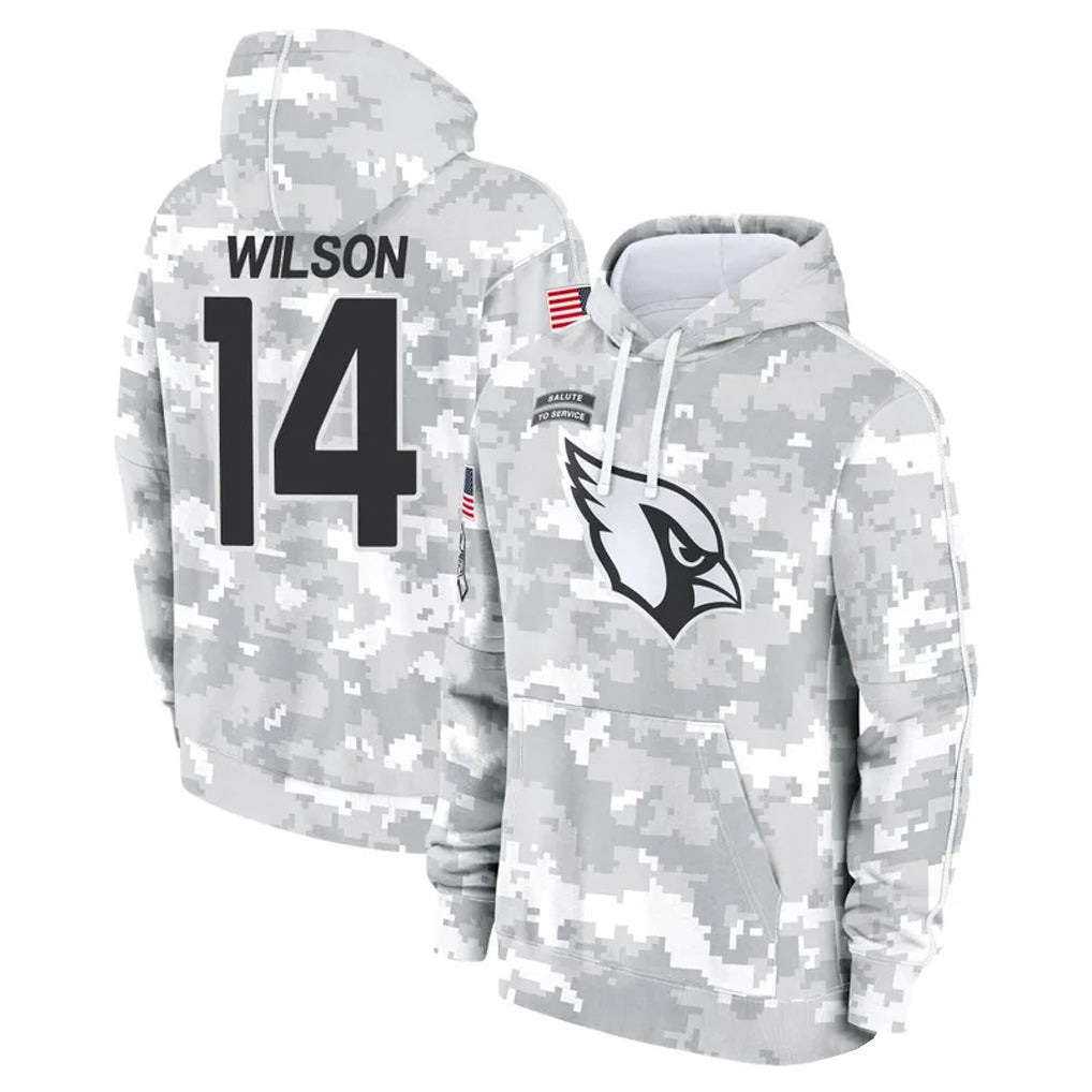 tocy A.Cardinals #14 Michael Wilson Player Arctic Camo Salute to Service Hoodies Stitched Jerseys