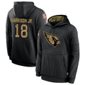tocy A.Cardinals #18 Marvin Harrison Jr. Player Black Salute to Service Hoodies Stitched Jerseys