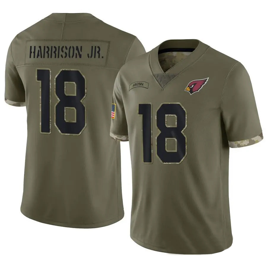 tocy A.Cardinals #18 Marvin Harrison Jr. Player Olive Salute To Service Stitched Jerseys