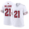 tocy A.Cardinals #21 Garrett Williams Player White Home Game Stitched Jerseys
