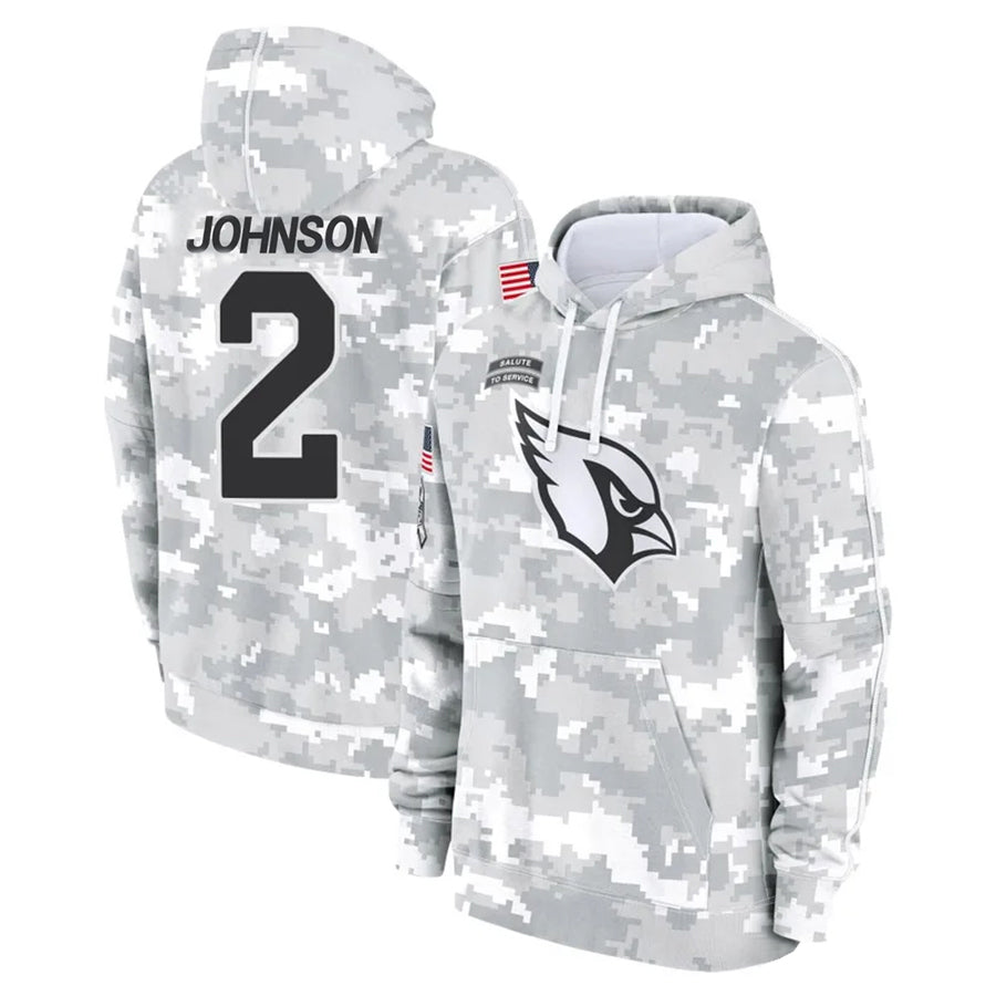 tocy A.Cardinals #2 Will Johnson Player Camo Salute to Service Hoodies Stitched Jerseys