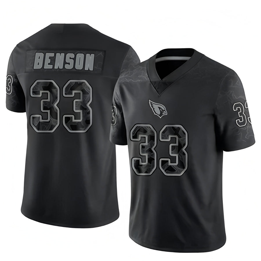 tocy A.Cardinals #33 Trey Benson Player Black RFLCTV Limited Stitched Jerseys