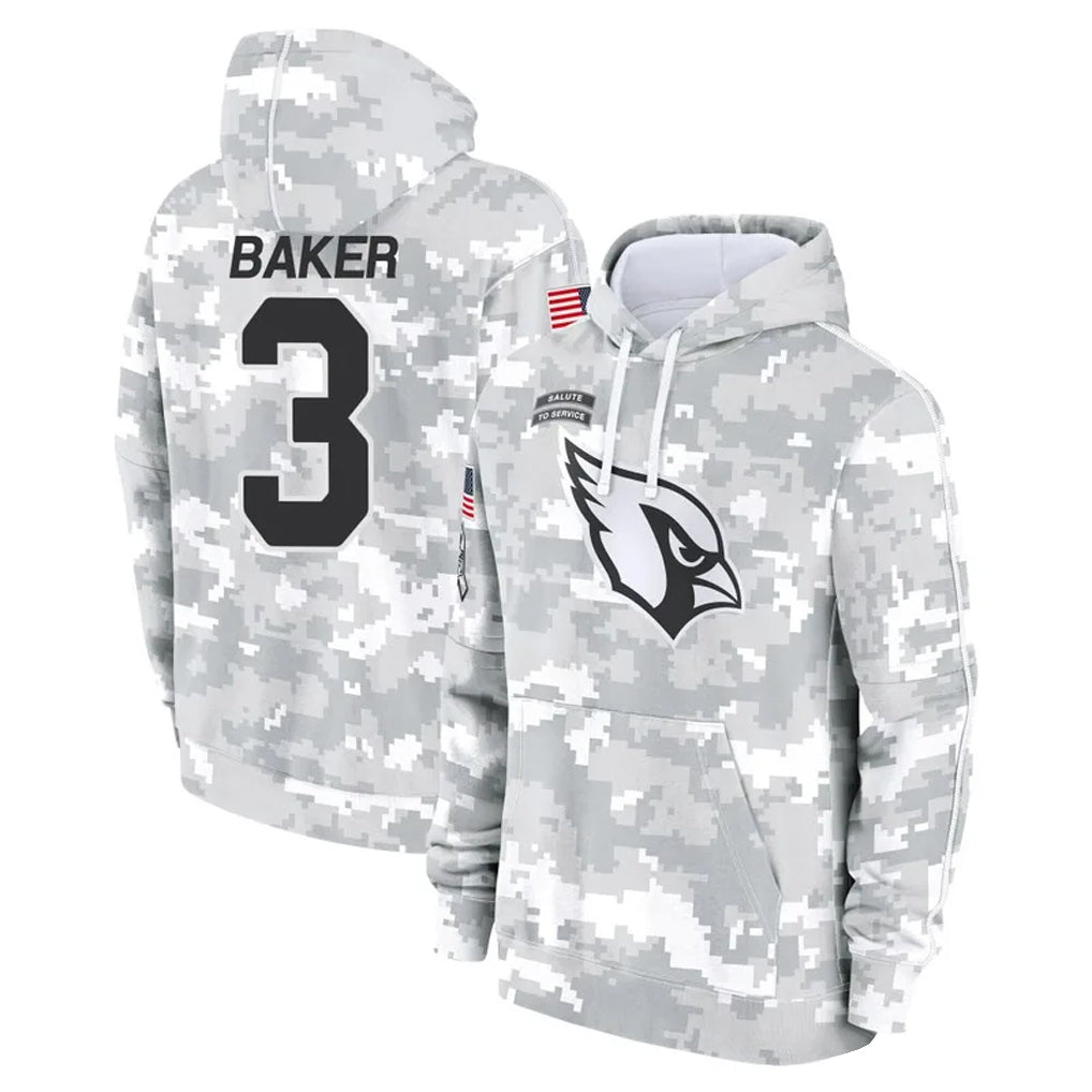 tocy A.Cardinals #3 Budda Baker Player Arctic Camo Salute to Service Limited Hoodie Stitched Jerseys