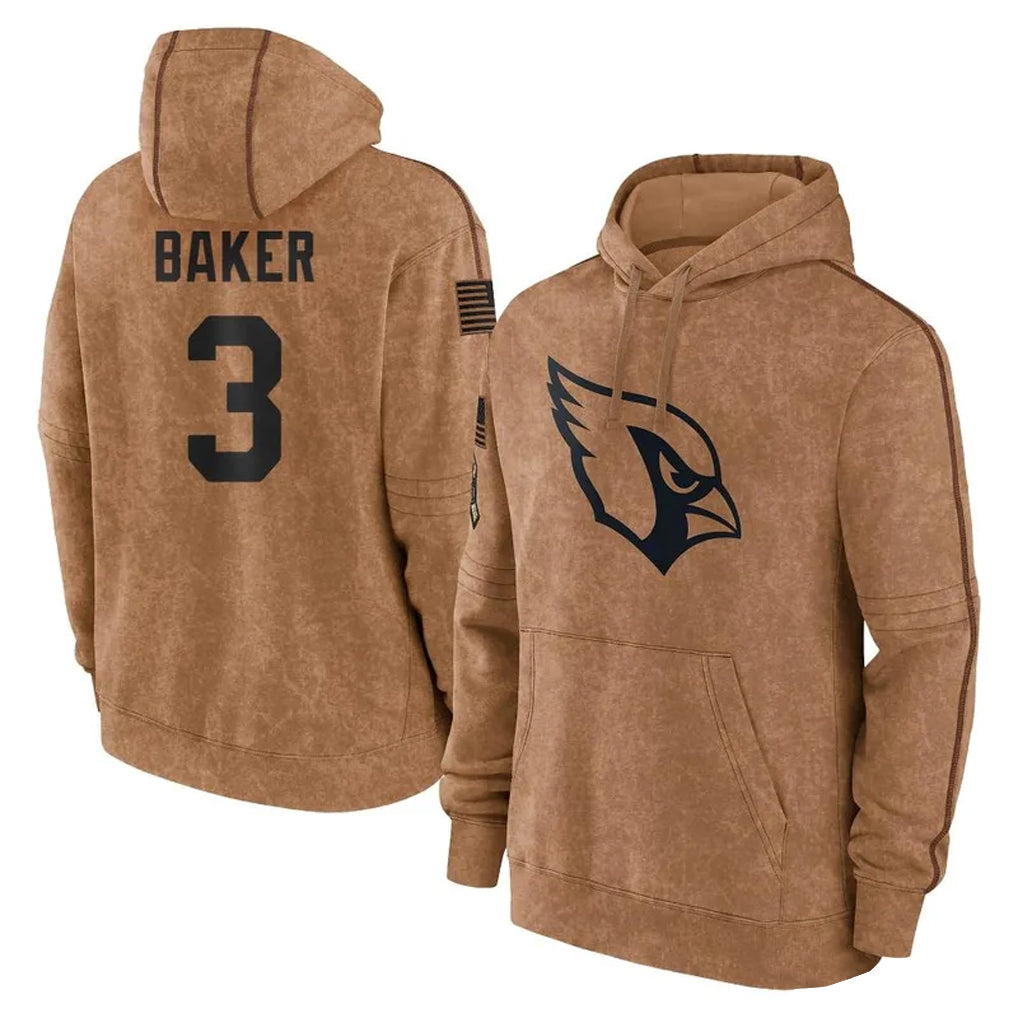 tocy A.Cardinals #3 Budda Baker Player Brown Salute To Service Limited Hoodies Stitched Jerseys