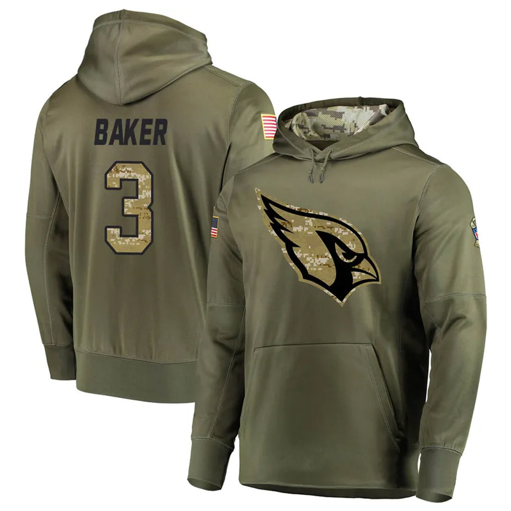 tocy A.Cardinals #3 Budda Baker Player Olive Salute to Service Limited Hoodie Stitched Jerseys