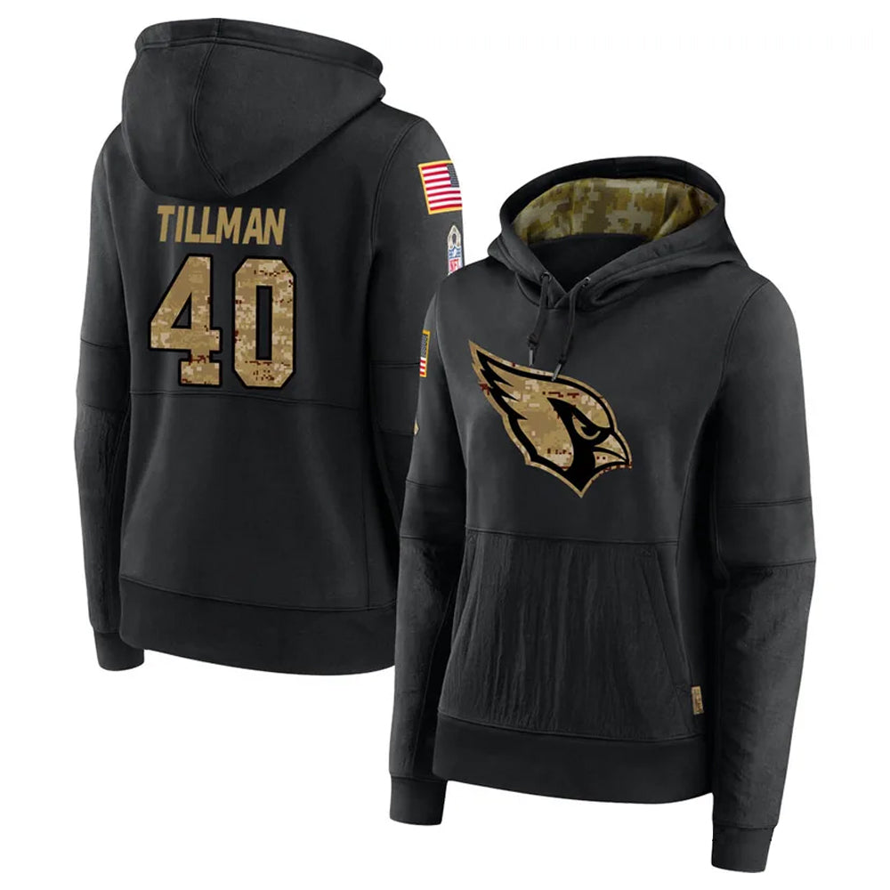 tocy A.Cardinals #40 Pat Tillman Player Black Salute to Service Limited Hoodie Stitched Jerseys