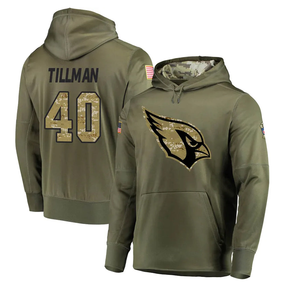 tocy A.Cardinals #40 Pat Tillman Player Olive Salute to Service Limited Hoodie Stitched Jerseys