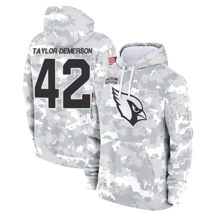 tocy A.Cardinals #42 Dadrion Taylor-Demerson Player Camo Salute to Service Hoodies Stitched Jerseys