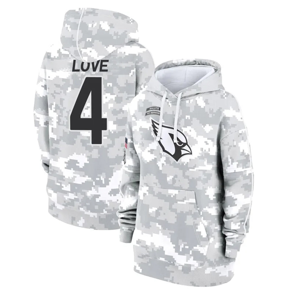 tocy A.Cardinals #4 Jeremiyah Love Player Arctic Camo Salute to Service Hoodies Football Jerseys