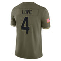 tocy A.Cardinals #4 Jeremiyah Love Player Olive Salute To Service Limited Home Game Stitched Jerseys