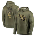 tocy A.Cardinals #4 Jeremiyah Love Player Olive Salute to Service Limited Hoodies Football Jerseys