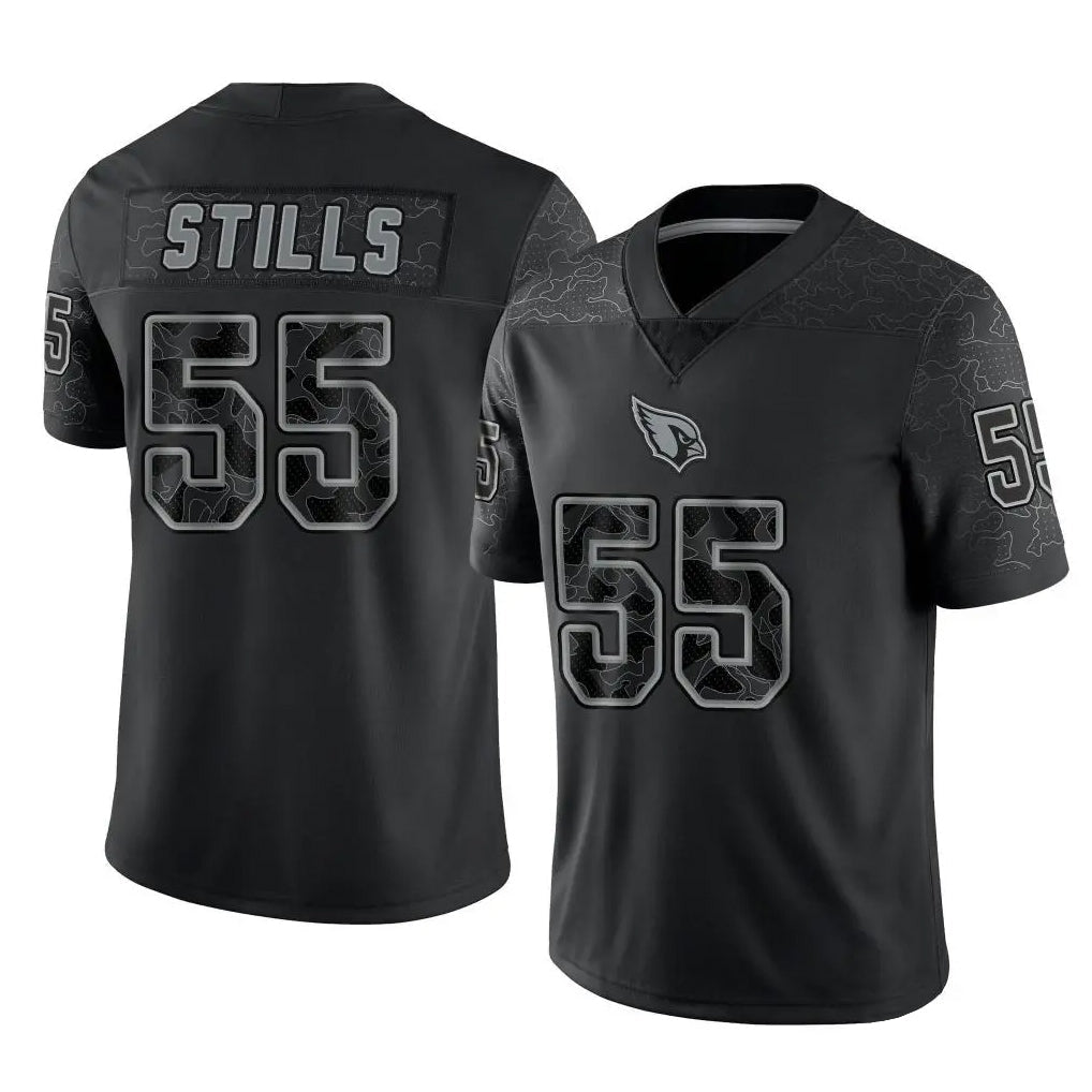 tocy A.Cardinals #55 Dante Stills Player Black RFLCTV Limited Home Game Stitched Jerseys