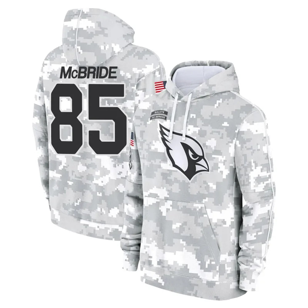 tocy A.Cardinals #85 Trey McBride Player Camo Salute to Service Hoodies Stitched Jerseys