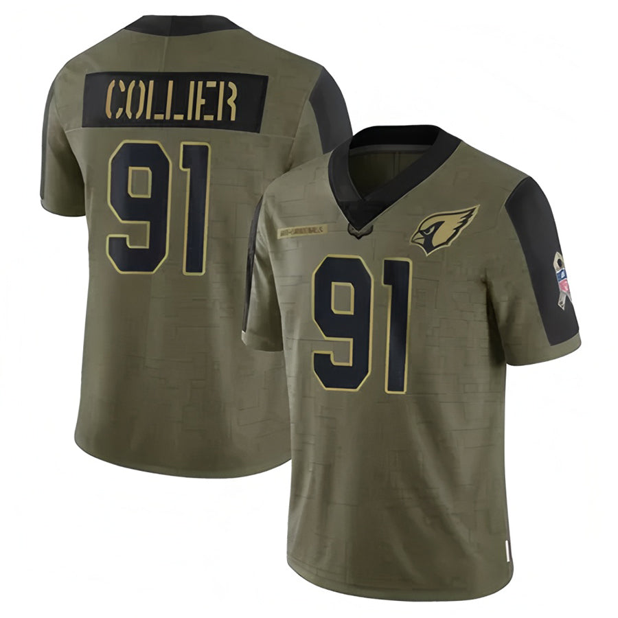 tocy A.Cardinals #91 L.J. Collier Player Olive Salute To Service Stitched Jerseys