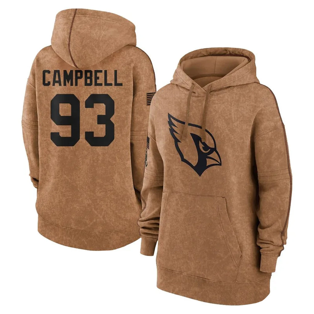 tocy A.Cardinals #93 Calais Campbell Player Brown Salute To Service Limited Hoodies  Stitched Jerseys