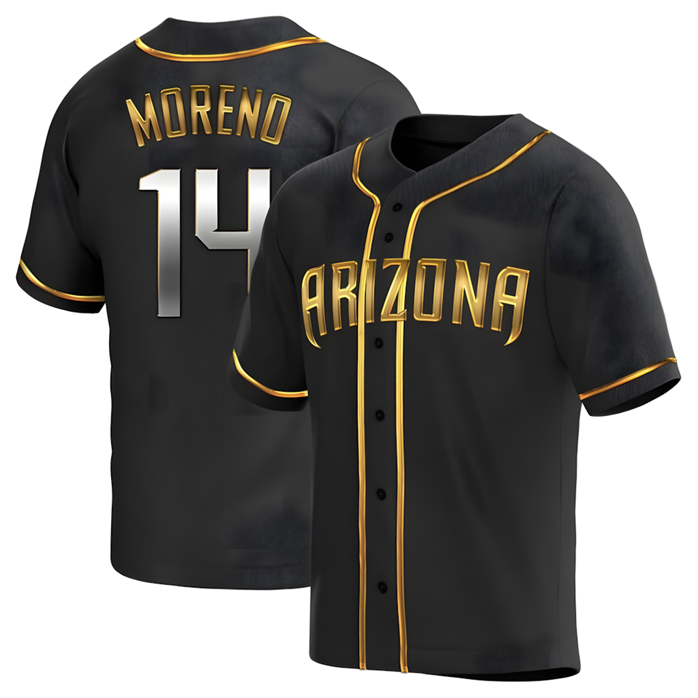 tocy A.Diamondbacks #14 Gabriel Moreno Player Black Golden Replica Alternate Stitched Jerseys