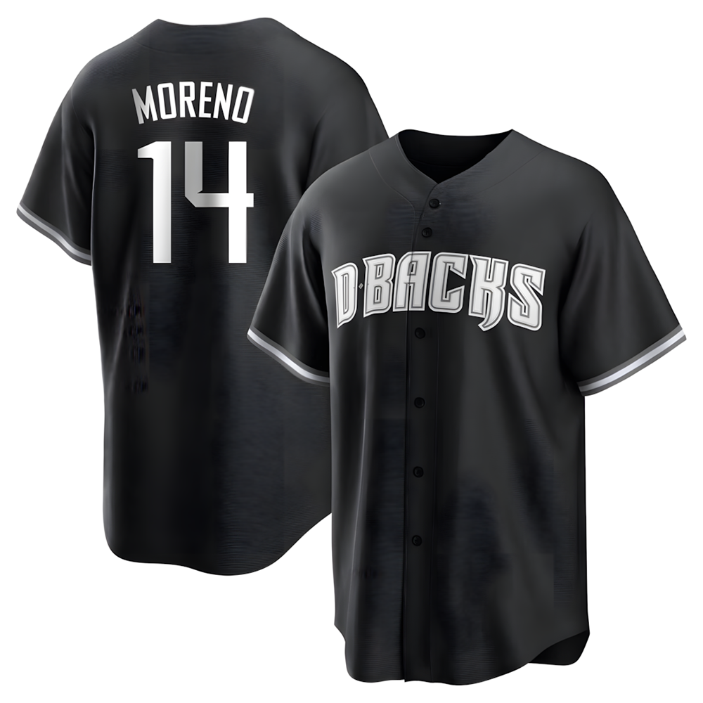 tocy A.Diamondbacks #14 Gabriel Moreno Player Black jersey White Replica Stitched Jerseys