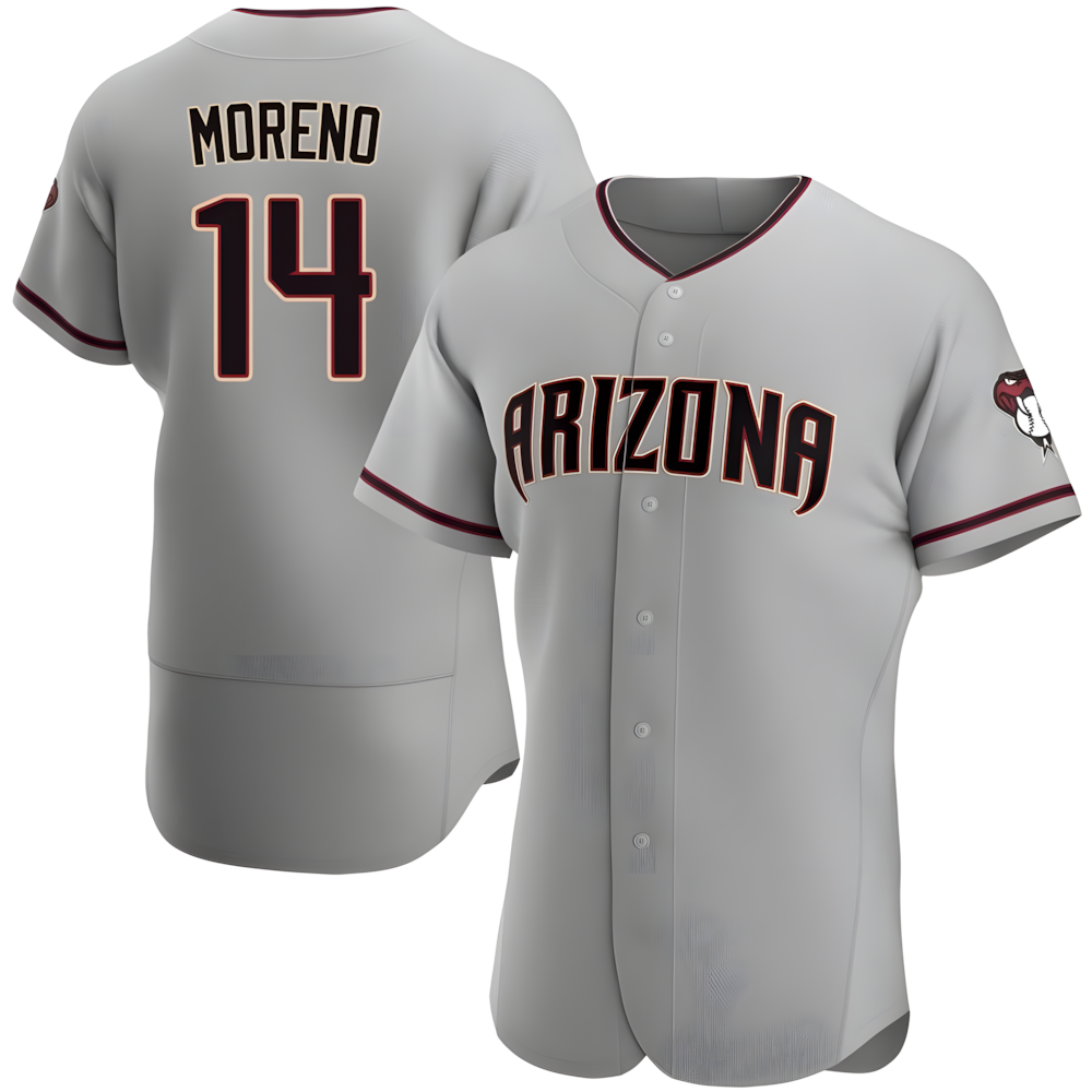 tocy A.Diamondbacks #14 Gabriel Moreno Player Gray Authentic Road Stitched Jerseys