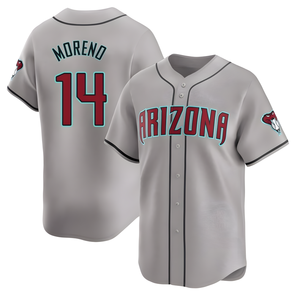 tocy A.Diamondbacks #14 Gabriel Moreno Player Gray Limited Away Stitched Jerseys