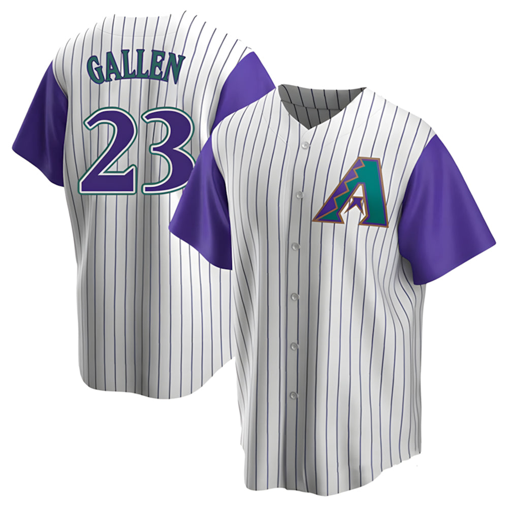 tocy A.Diamondbacks #23 Zac Gallen Player White-Purple Replica Stitched Jerseys