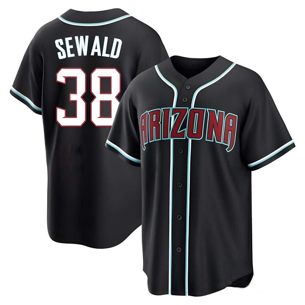 tocy A.Diamondbacks #38 Paul Sewald Player  Black Replica Fashion Out Stitched Jersey