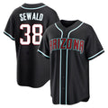 tocy A.Diamondbacks #38 Paul Sewald Player  Black Replica Fashion Out Stitched Jersey