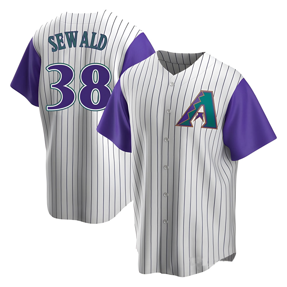 tocy A.Diamondbacks #38 Paul Sewald Player  Cream Purple Alternate Cooperstown Collection Stitched Jersey