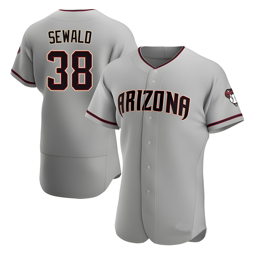 tocy A.Diamondbacks #38 Paul Sewald Player Gray Authentic Road Stitched Jersey