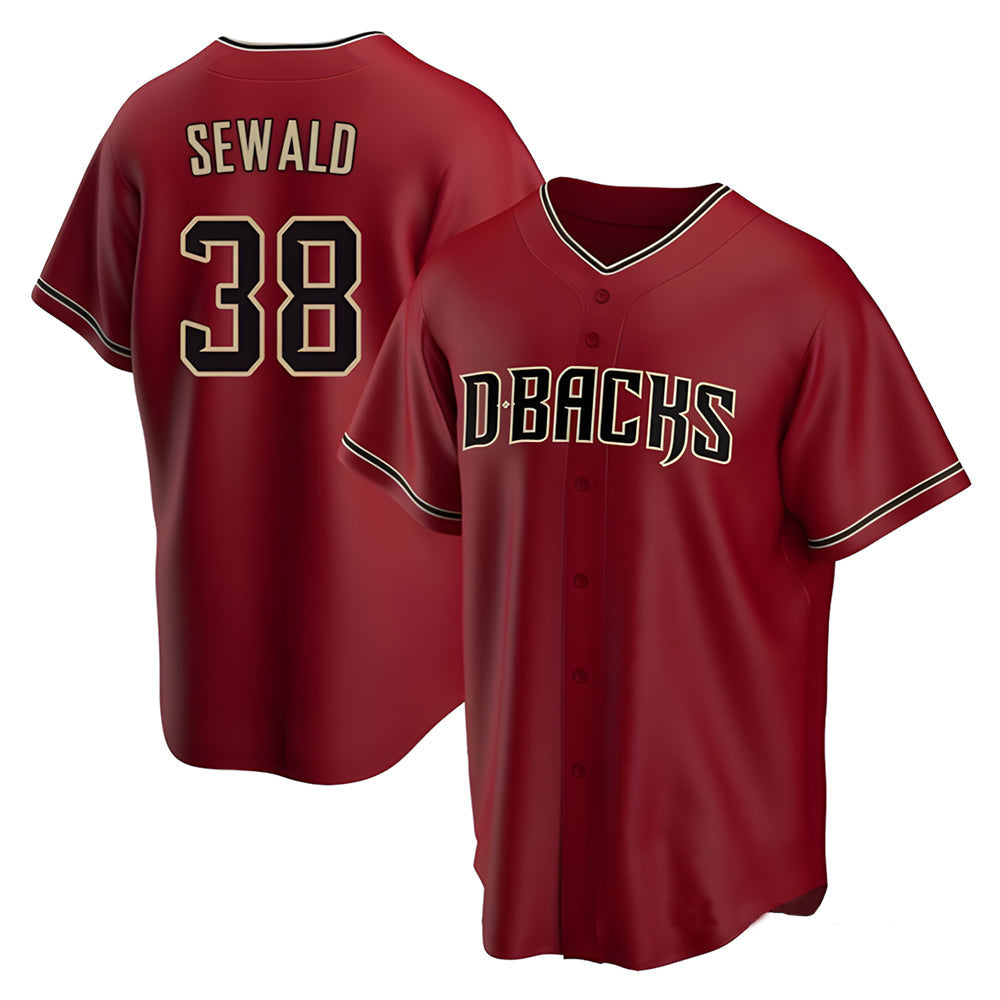 tocy A.Diamondbacks #38 Paul Sewald Player Red Alternate Replica Stitched Jersey