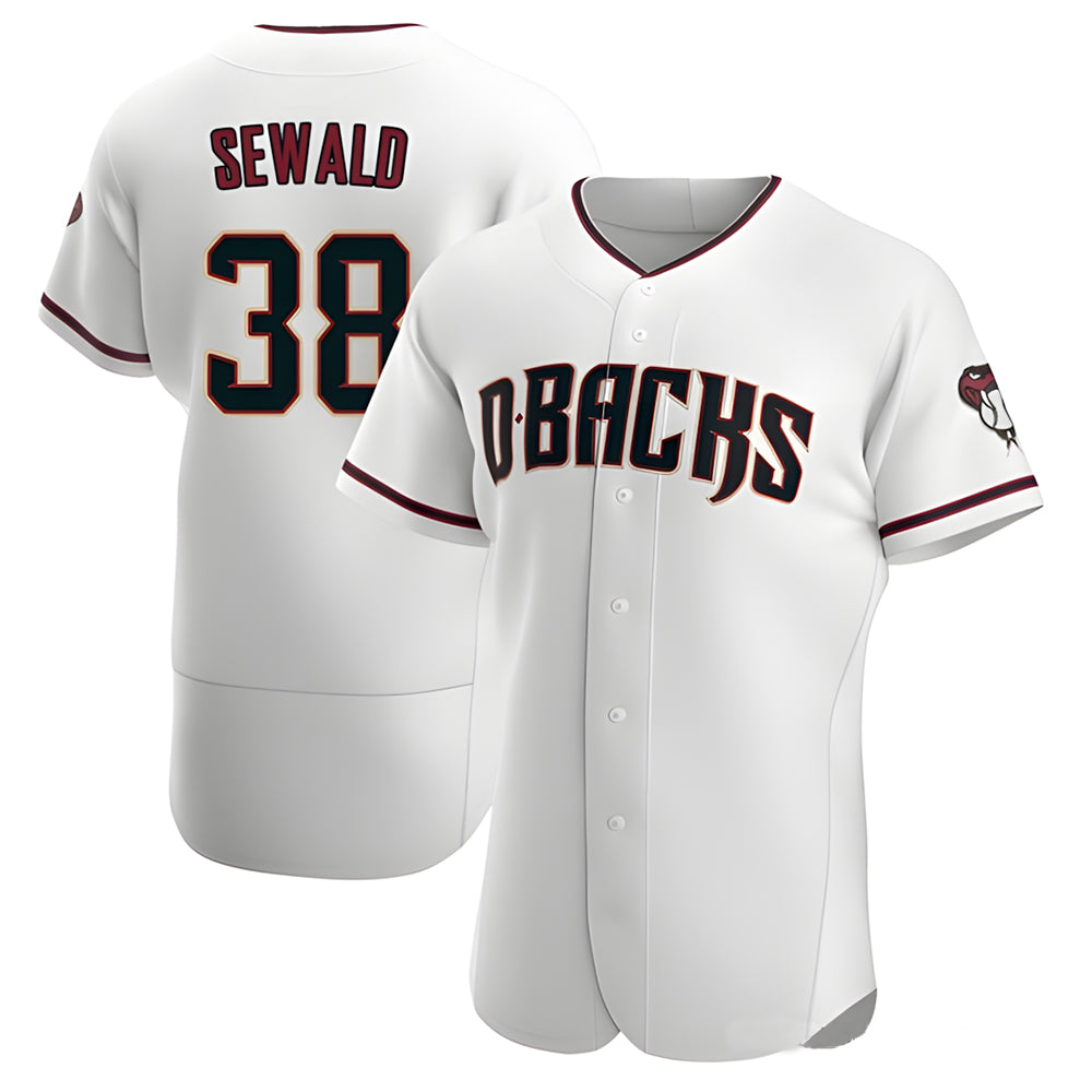 tocy A.Diamondbacks #38 Paul Sewald Player White Authentic Crimson Home Stitched Jersey